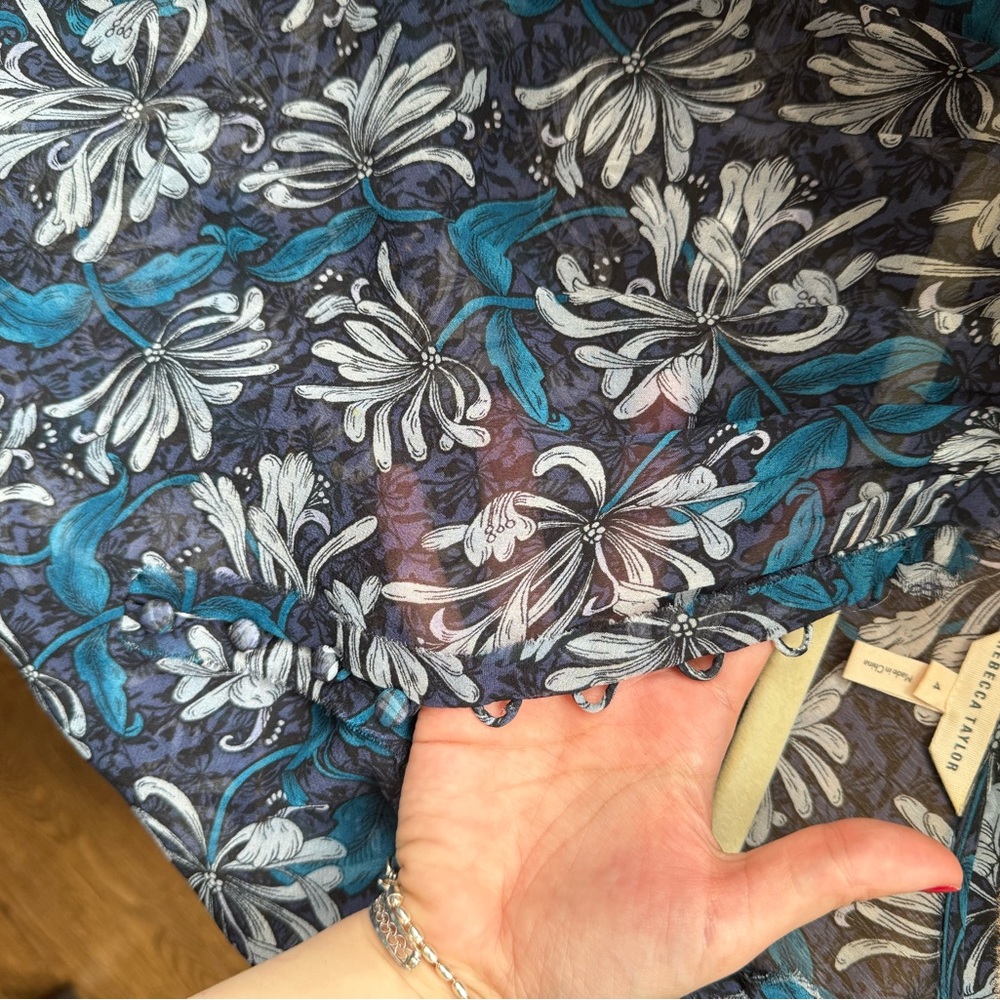 Rebecca Taylor Floral Blue Blouse - Picture 4 of 6